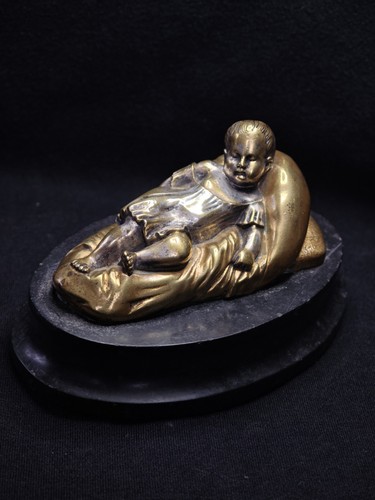 Kleine alte bronze vergoldet - vergoldet,