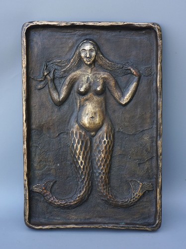 Meerjungfrau bronze relief - bronze,