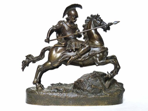 Bronzefigur auf terrainplinthe - bronzefigur,