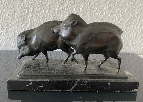 Bronzefigur wildschweine - bronzefigur,,
