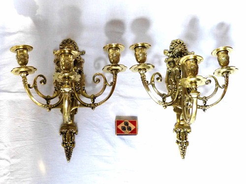 Paar bronze wandleuchter - bronze,