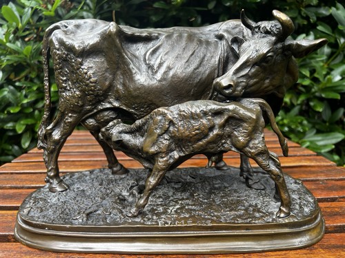 Kuh mit kalb bronze nach - mit,