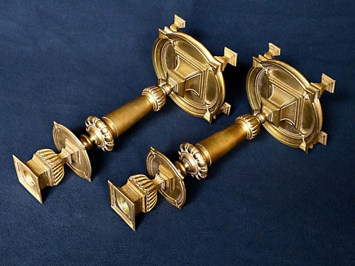 Paar bronzeleuchter signiert - bronzeleuchter,