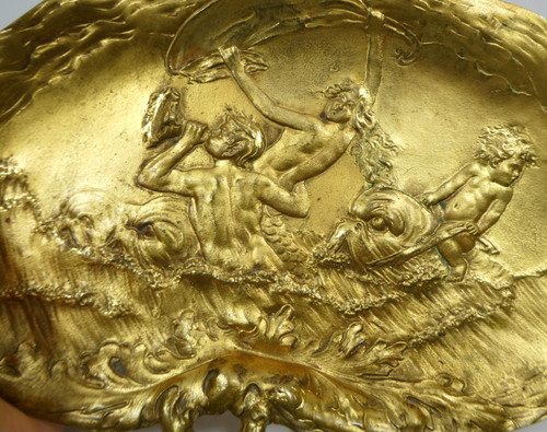Bronze schale relief nereide - schale,