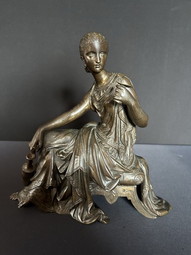 Bronze figur sitzende dame mit - bronze,