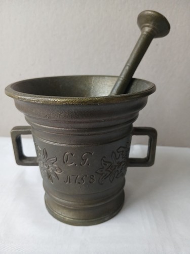 Bronze mörsel mit - bronze, pistill