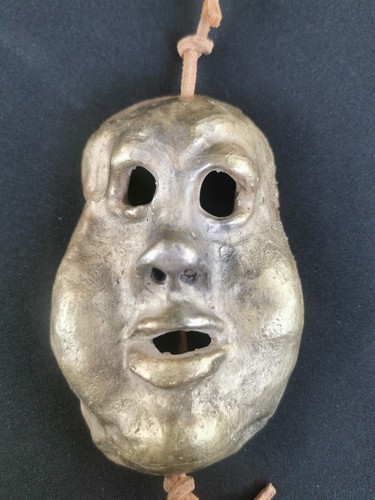 Bronze maske mit signatur - maske,