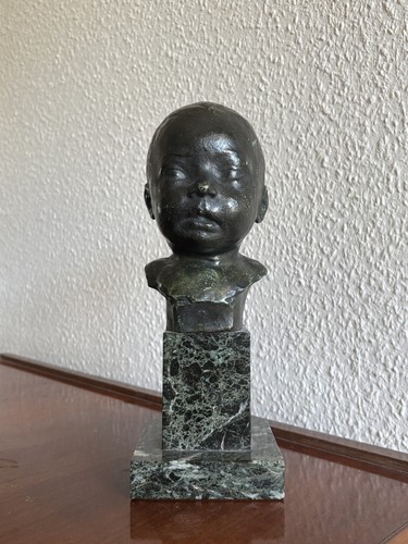 Antike bronze büste kind - kind, –