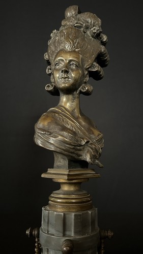 Antike bronze büste dame - bronze,